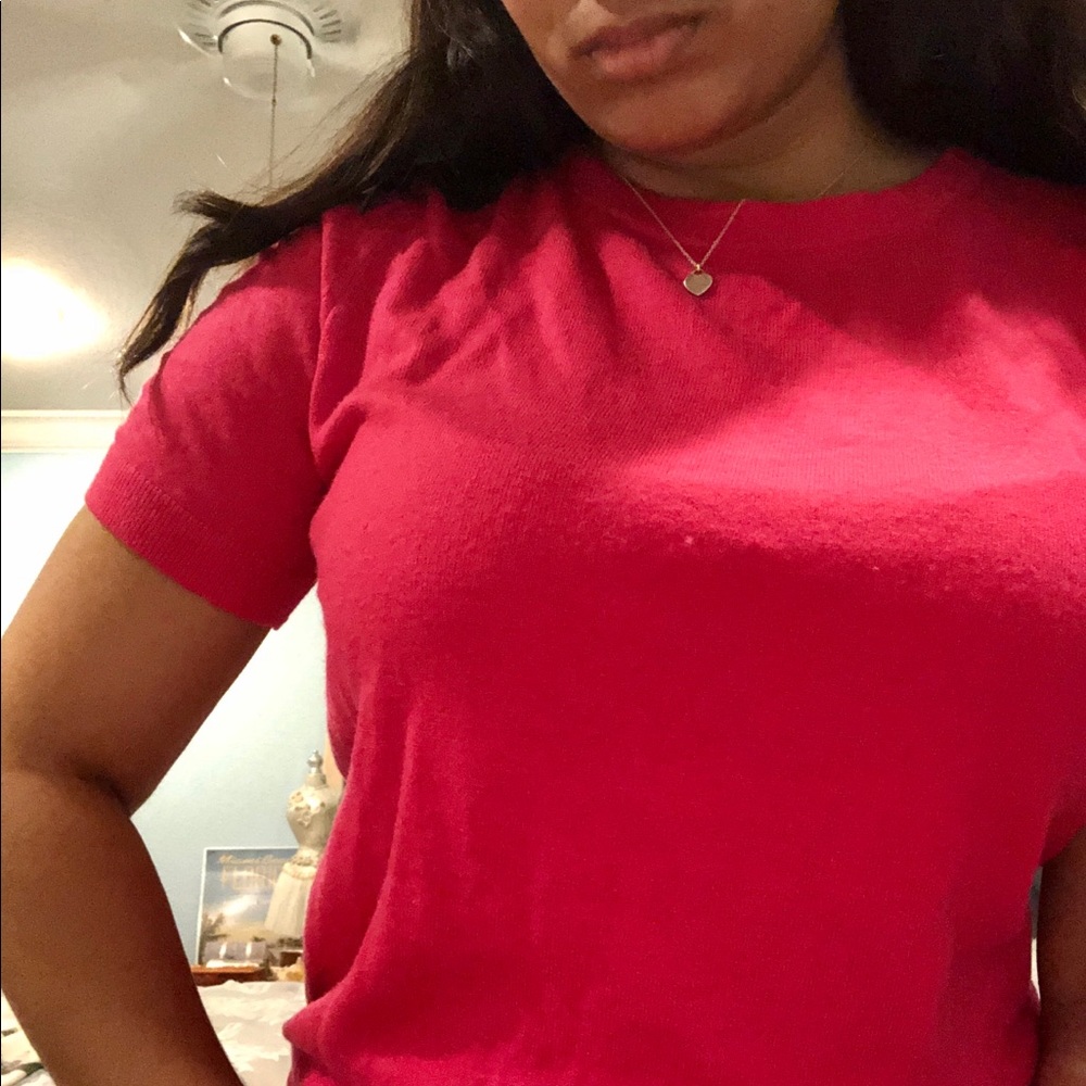 Ann Taylor petite pink short sleeve sweater top